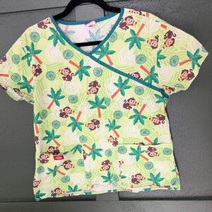 Dickies Monkey Print Scrub Top